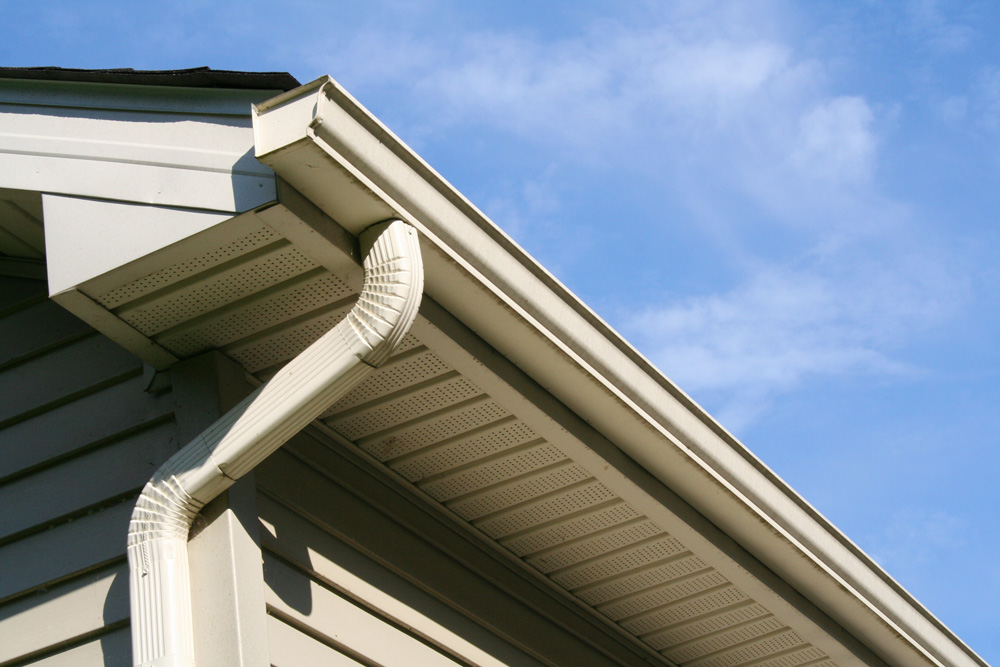 House with gutter and downspout