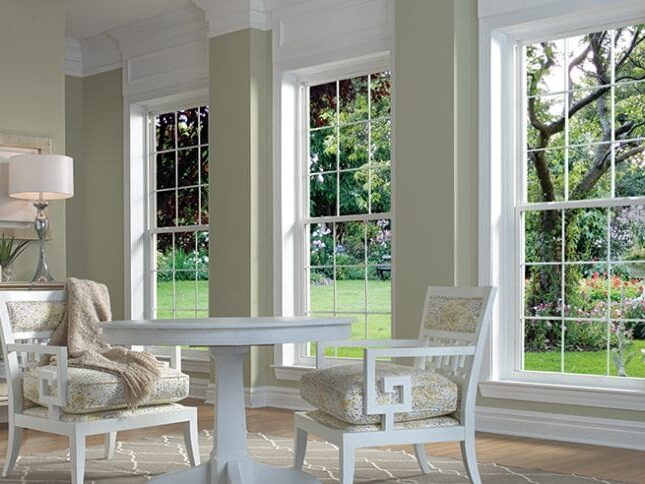 Interior of floor to ceiling windows